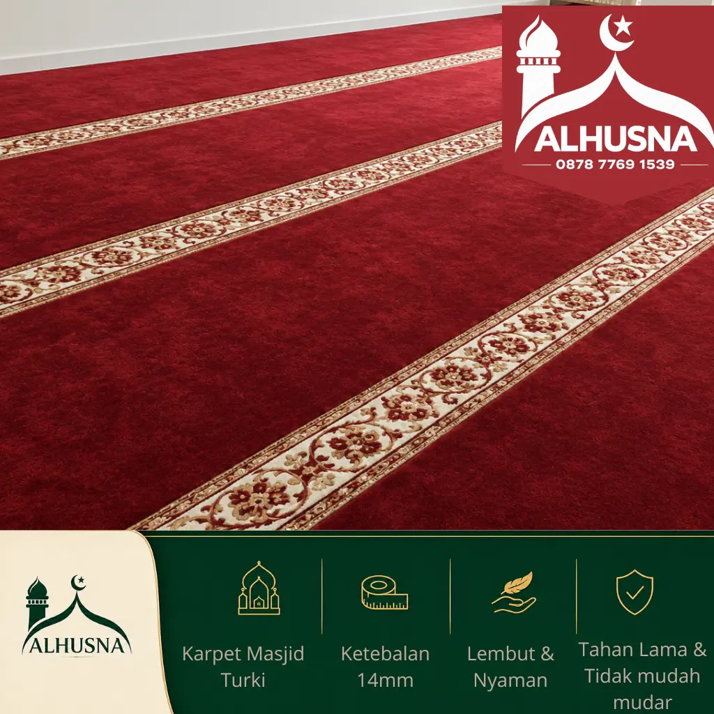 Karpet masjid murah berkualitas roll digelar di ruang sholat