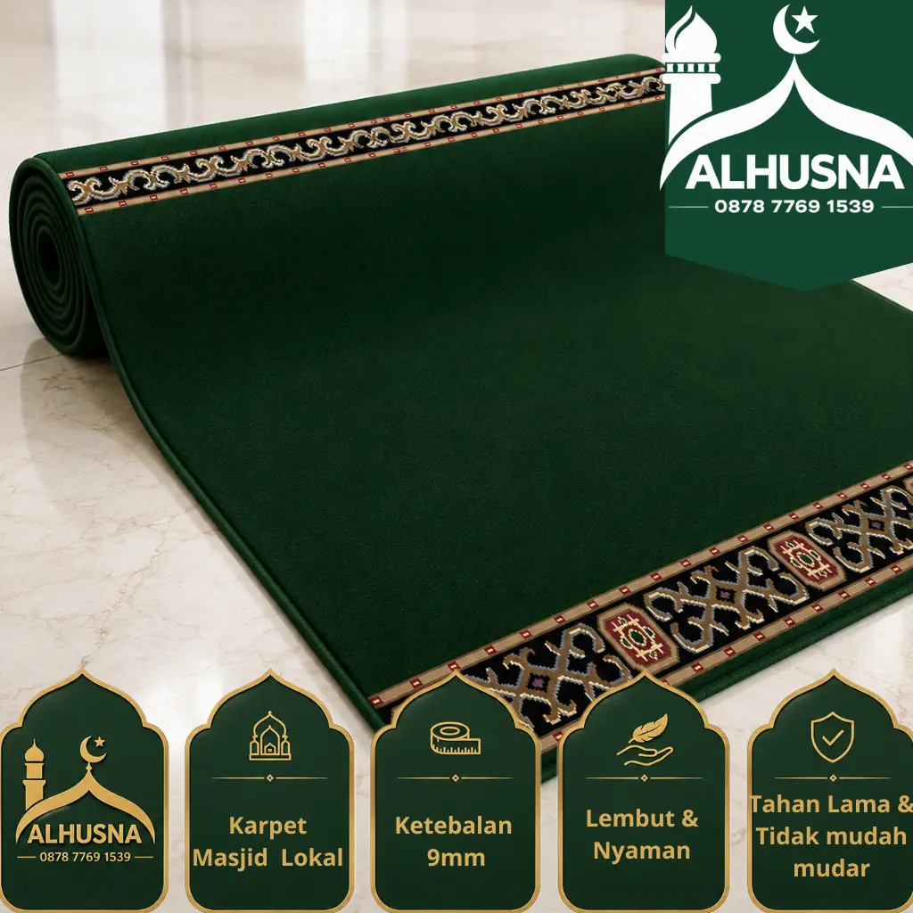 karpet masjid dengan jalur sajadah built-in
