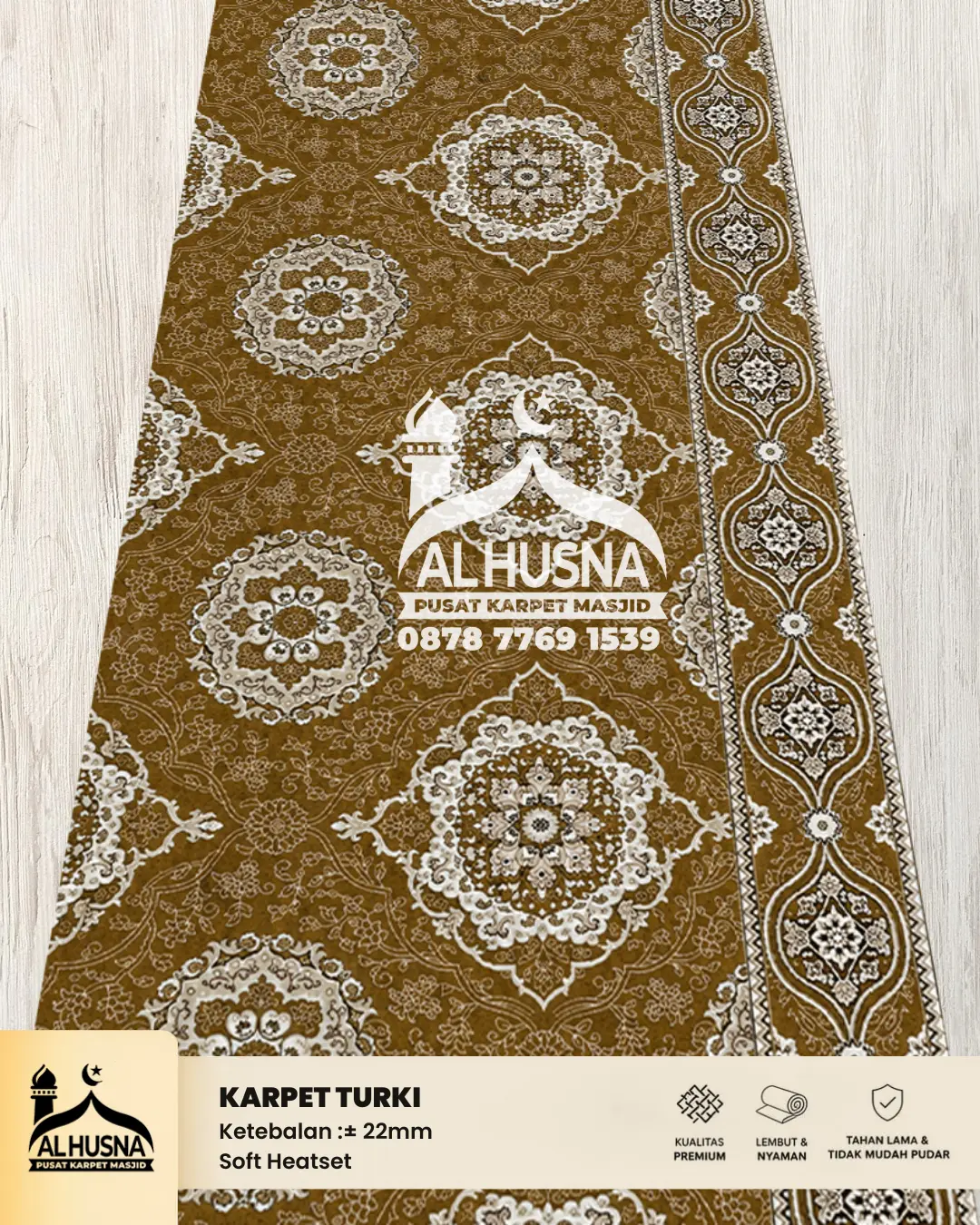 desain karpet masjid coklat nuansa hangat