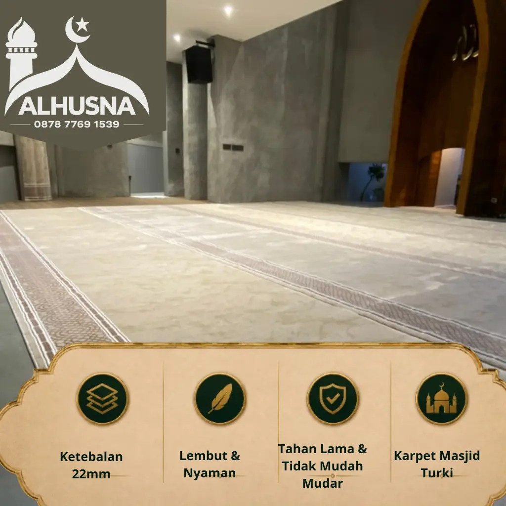 desain karpet masjid krem emas elegan mewah