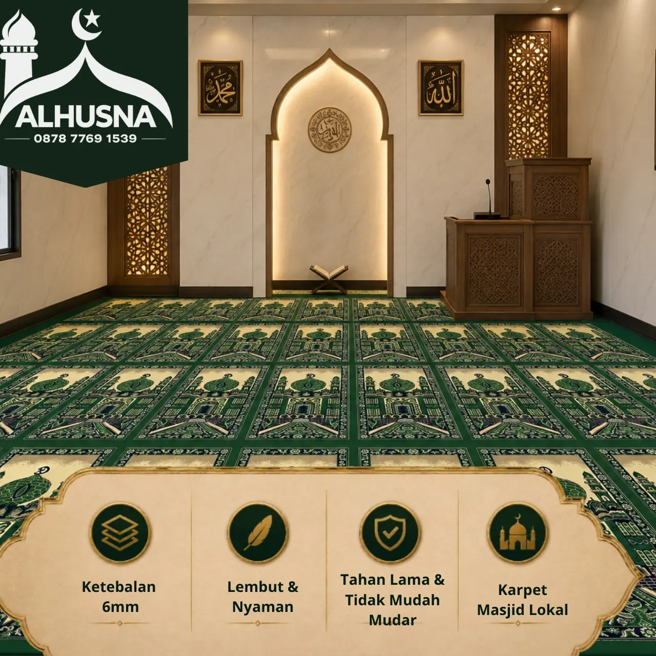 karpet masjid roll tebal untuk pemasangan di masjid